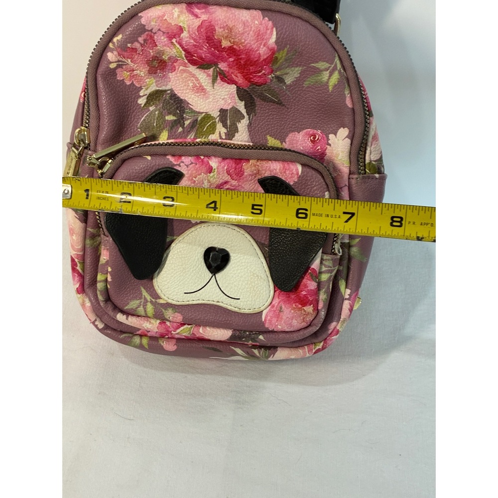 Betsey Johnson Mini Backpack Purple Floral Puppy Dog Bag Kitsch Kawaii Coquette - Picture 5 of 13